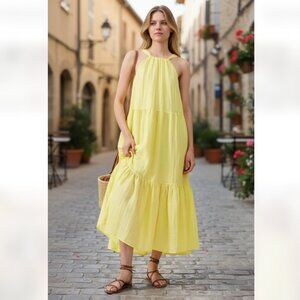 NWT french connection  aleska textured dress - lemon gelato Large